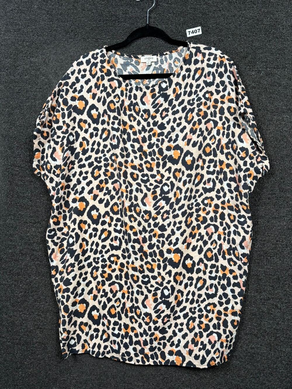 Umgee Animal Print Tunic Top Womens Size S Multicolor Dressy Blouse Oversized